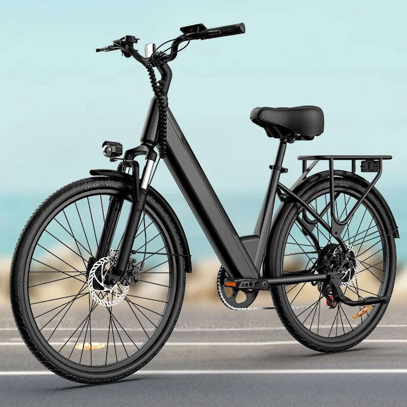 Peak 750W E26 Electric Bike, 26x2" Commuter Tires, 48V 10.4Ah Removable Battery, 20MPH Speed, 7-Speeds, LCD Display