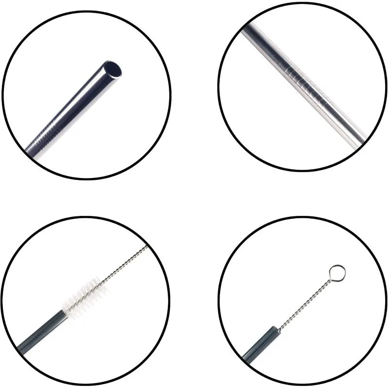 Reusable, Stainless Steel, Drinking Straws, Cleaning Brushes