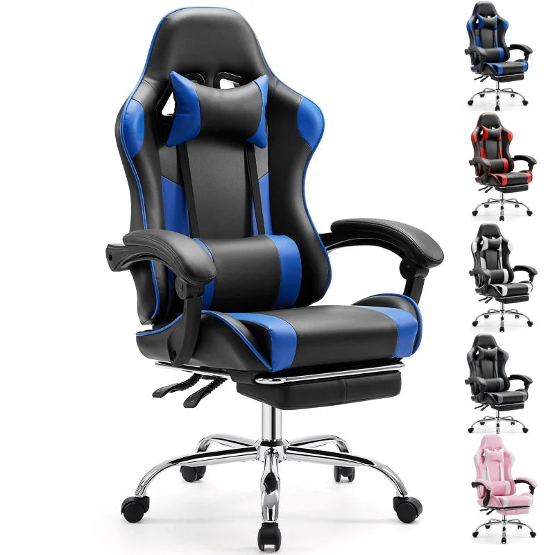 JHK Ergonomic Racing Gaming Chair Adjustable Swivel PU Leather with Headrest and Lumbar Support