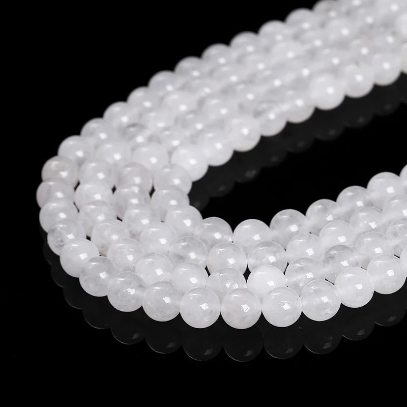 Natural Stone, High Quality White Jade Round Loose Spacer Beads For Jewelry Making