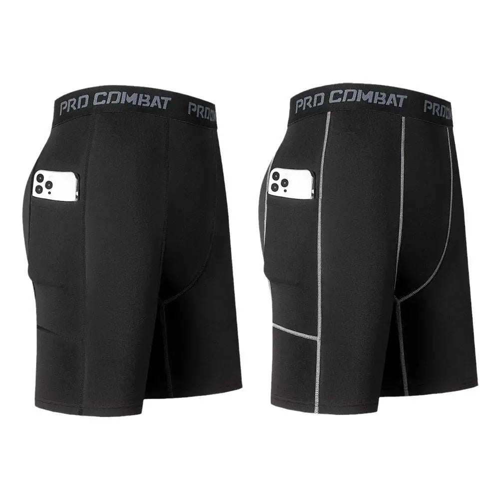 Men's Compression Short Pants With Pocket Elastic Quick Dry Breathable Stretchy Base Layer