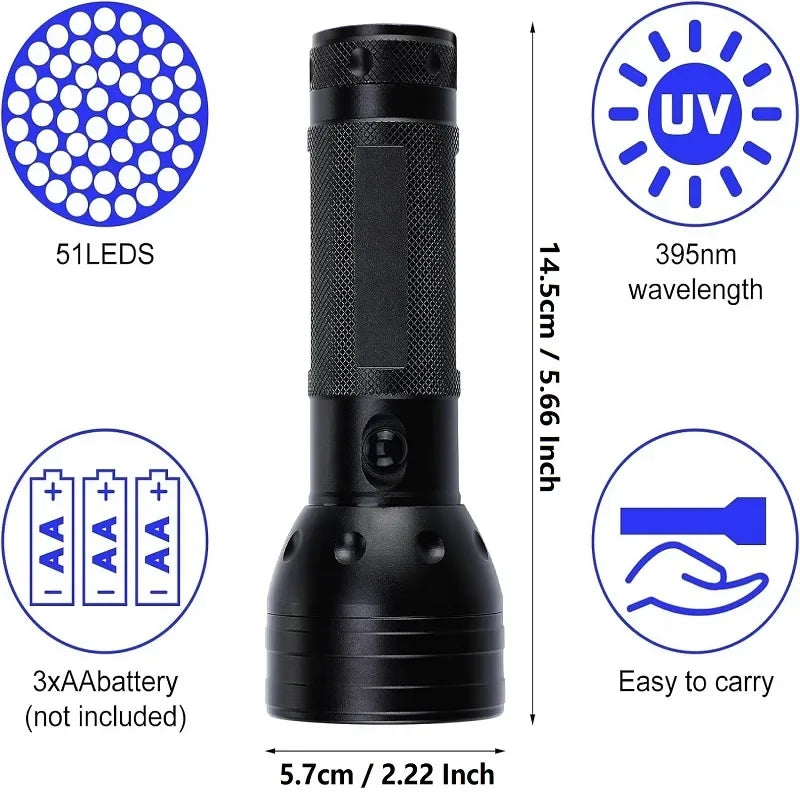 6pc, UV Black Light, Portable Ultraviolet, Pet Urine Stains Detection