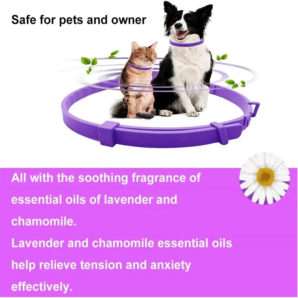 Adjustable Natural Calming Collar For Cats/Dogs, Anxiety Pheromone Reducing