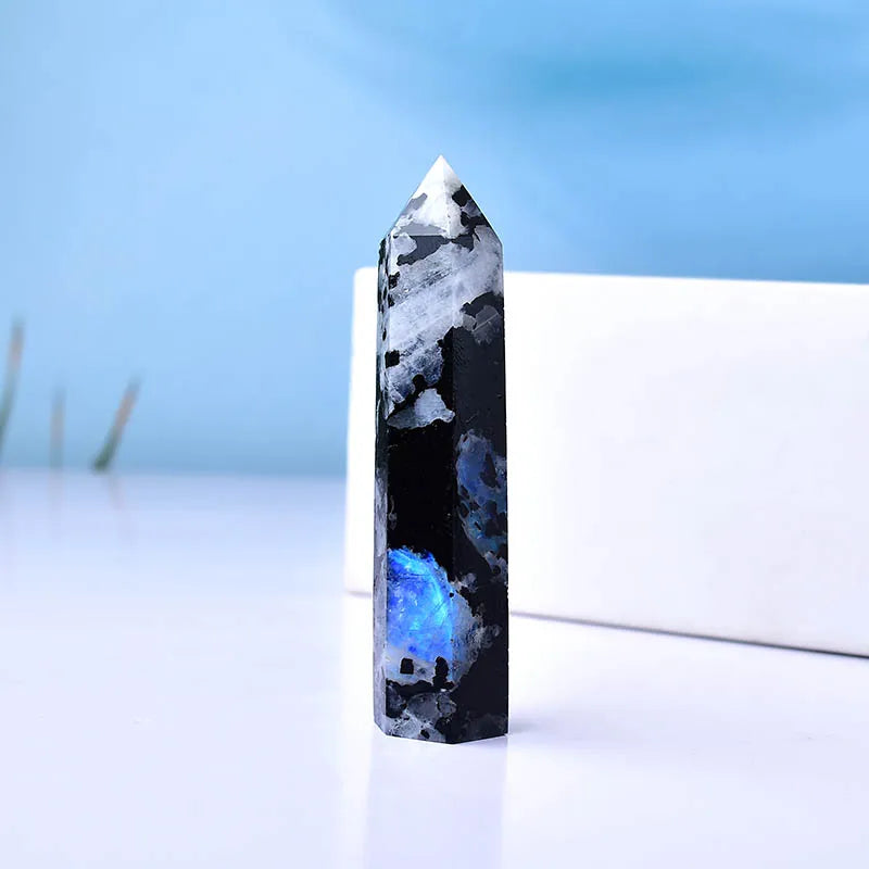 Natural Crystal Moonstone, Polished Crystal Point, Healing Stone, Hexagonal Prisms