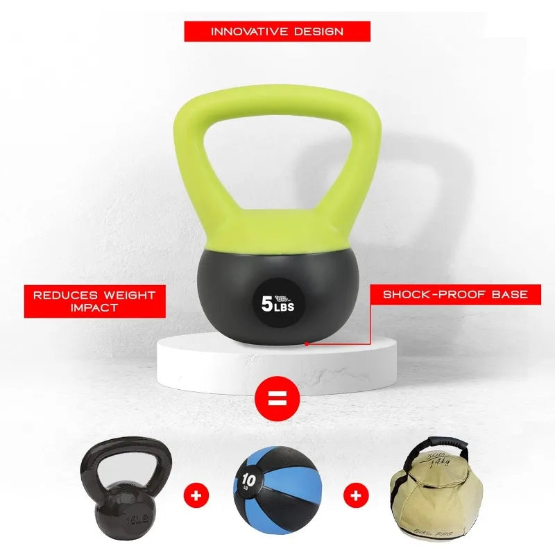 NonZero Gravity Iron Sand Soft Kettlebell, PVC Shell, Shock-Absorbing Base & Extra-Wide Grip for Versatile Workouts