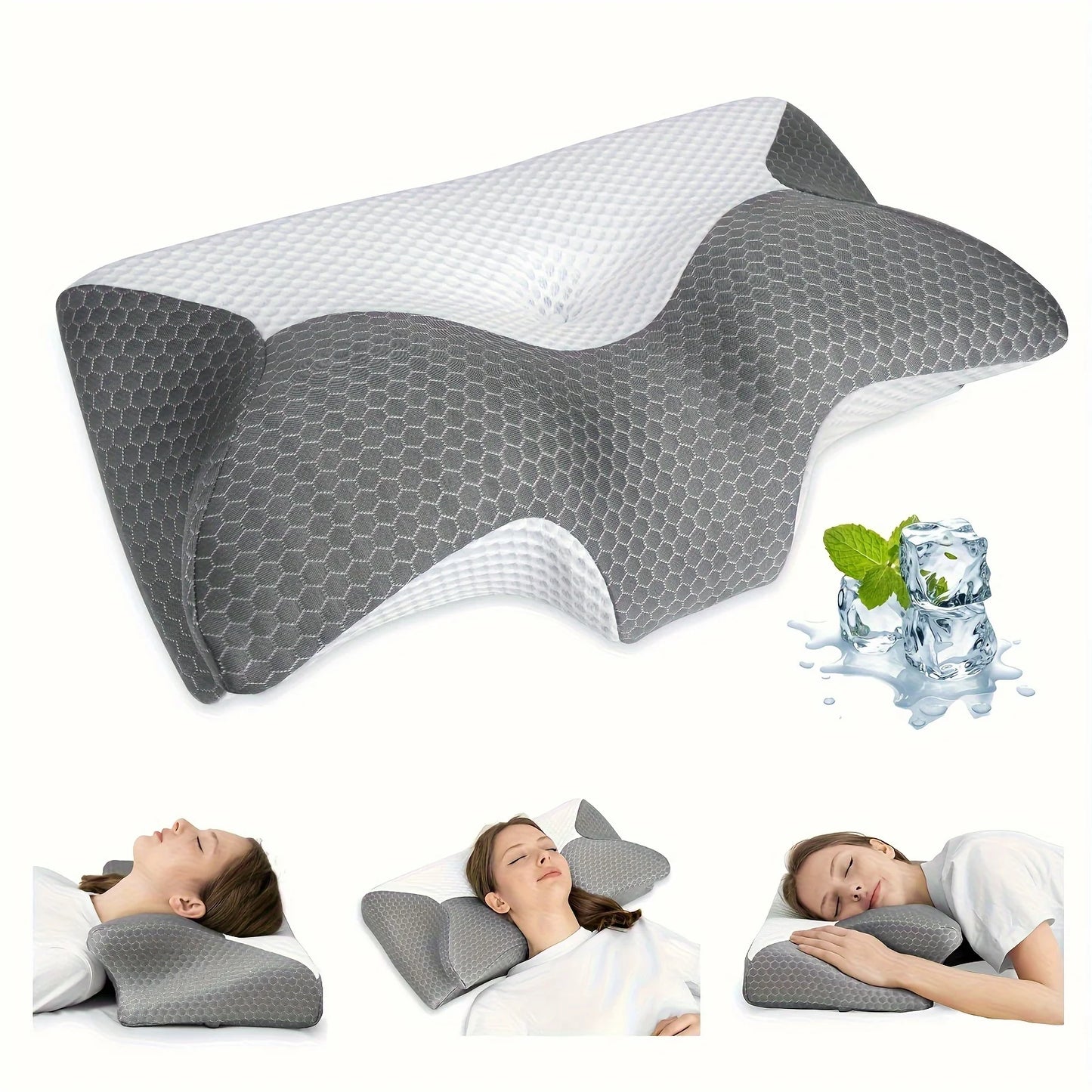 Cervical Memory Foam Pillow For Neck/Shoulder Pain, Ergonomic Orthopedic Sleeping, Contoured Support, Side Sleepers