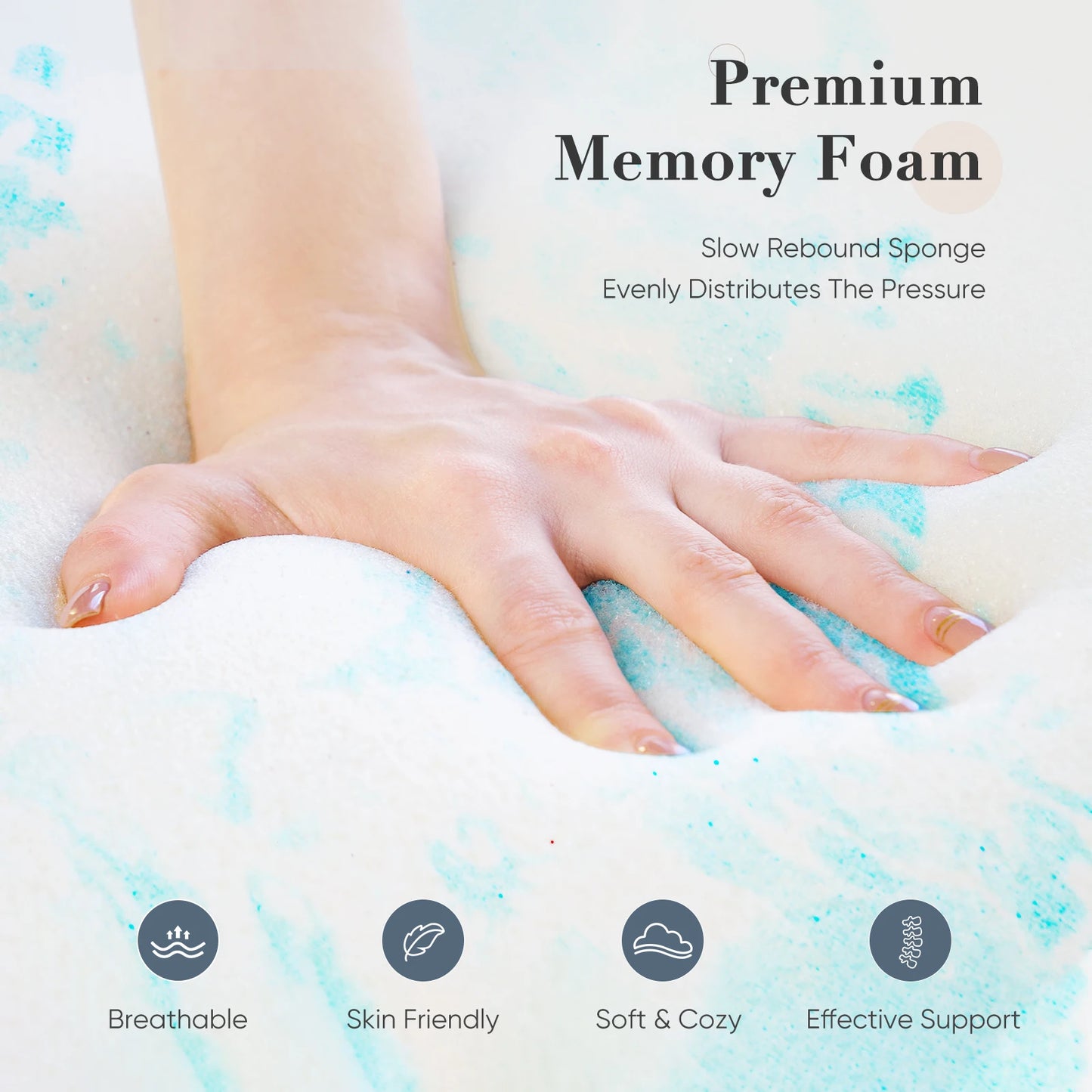 2-3 Inch Gel Memory Foam Mattress Topper, Cooling, Soft, Breathable
