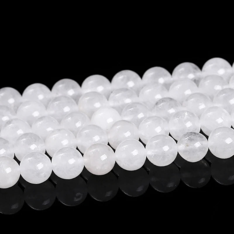Natural Stone, High Quality White Jade Round Loose Spacer Beads For Jewelry Making
