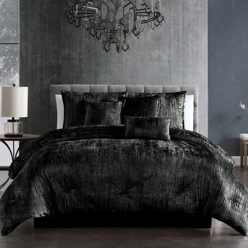Turin 7 Piece Comforter Set Black King