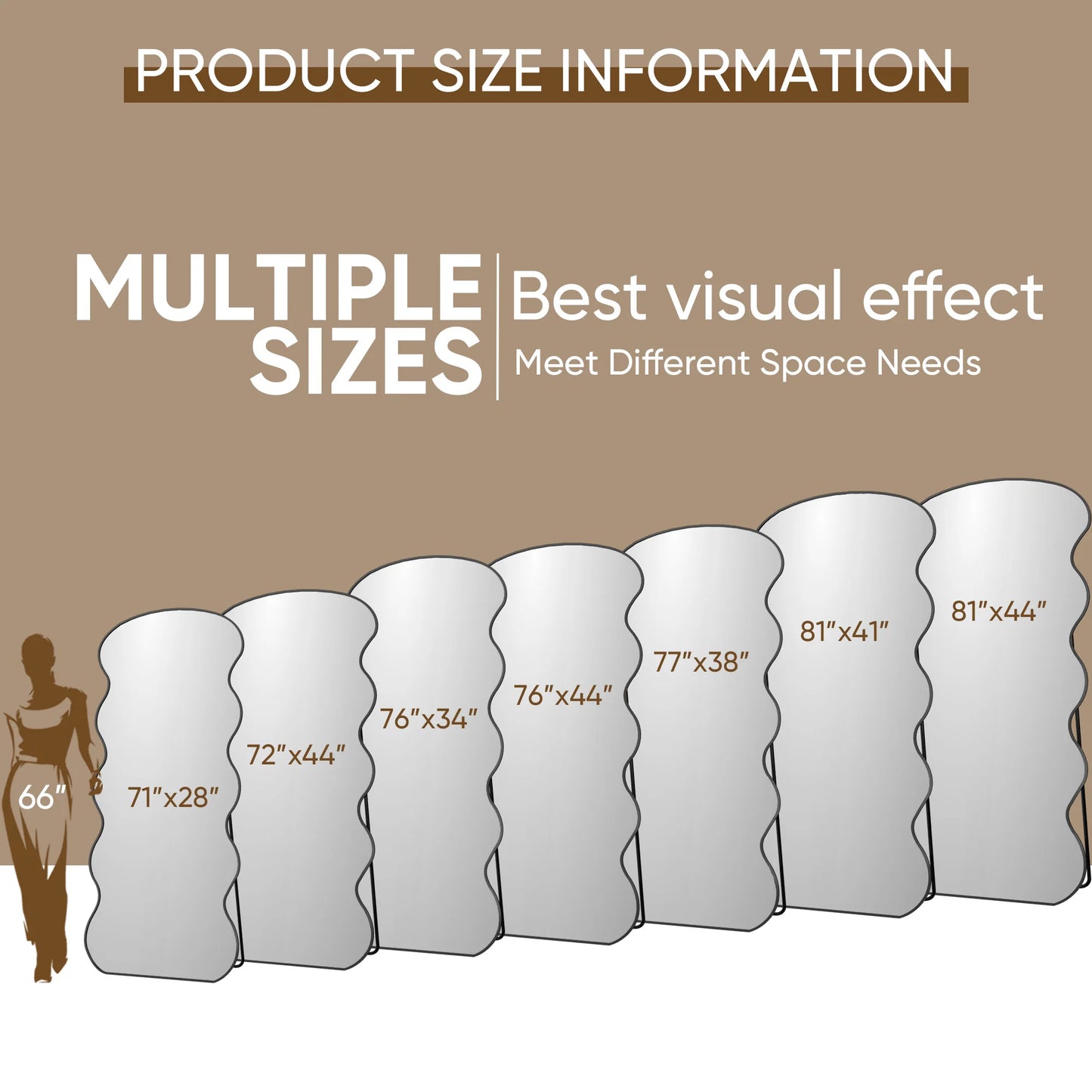 Full Length Mirror, 71"x32" Wavy Stand for Bedroom, Living Room Cloakroom