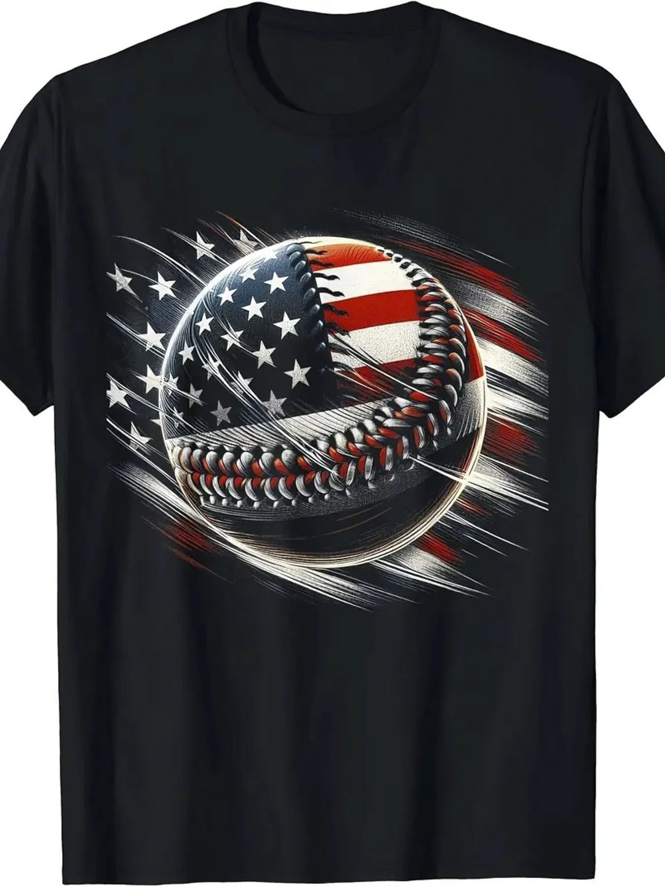 Men's American Flag Baseball T-Shirt, 100% Cotton