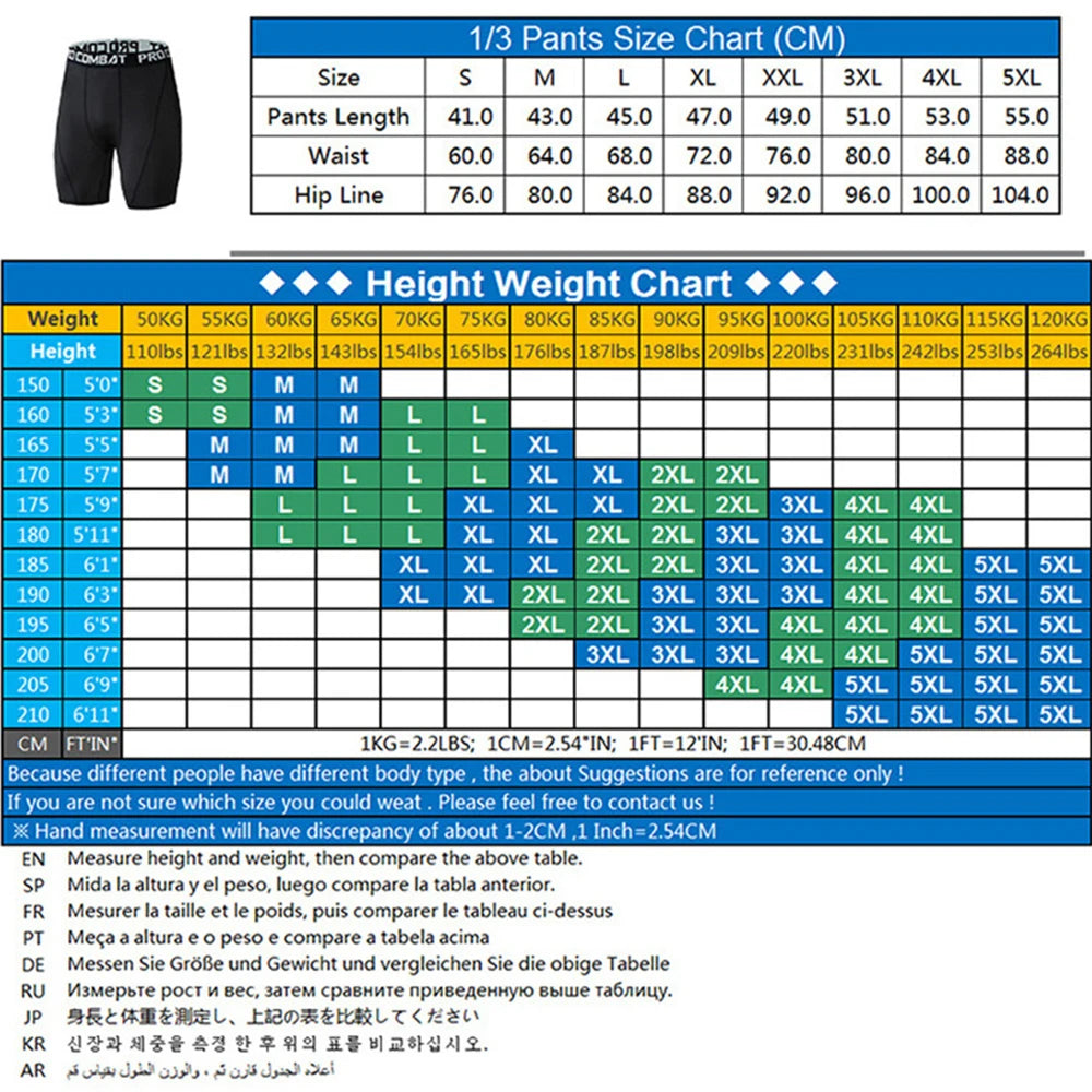 Sports Fitness Compression Pants Men's Shorts Workout Tights
