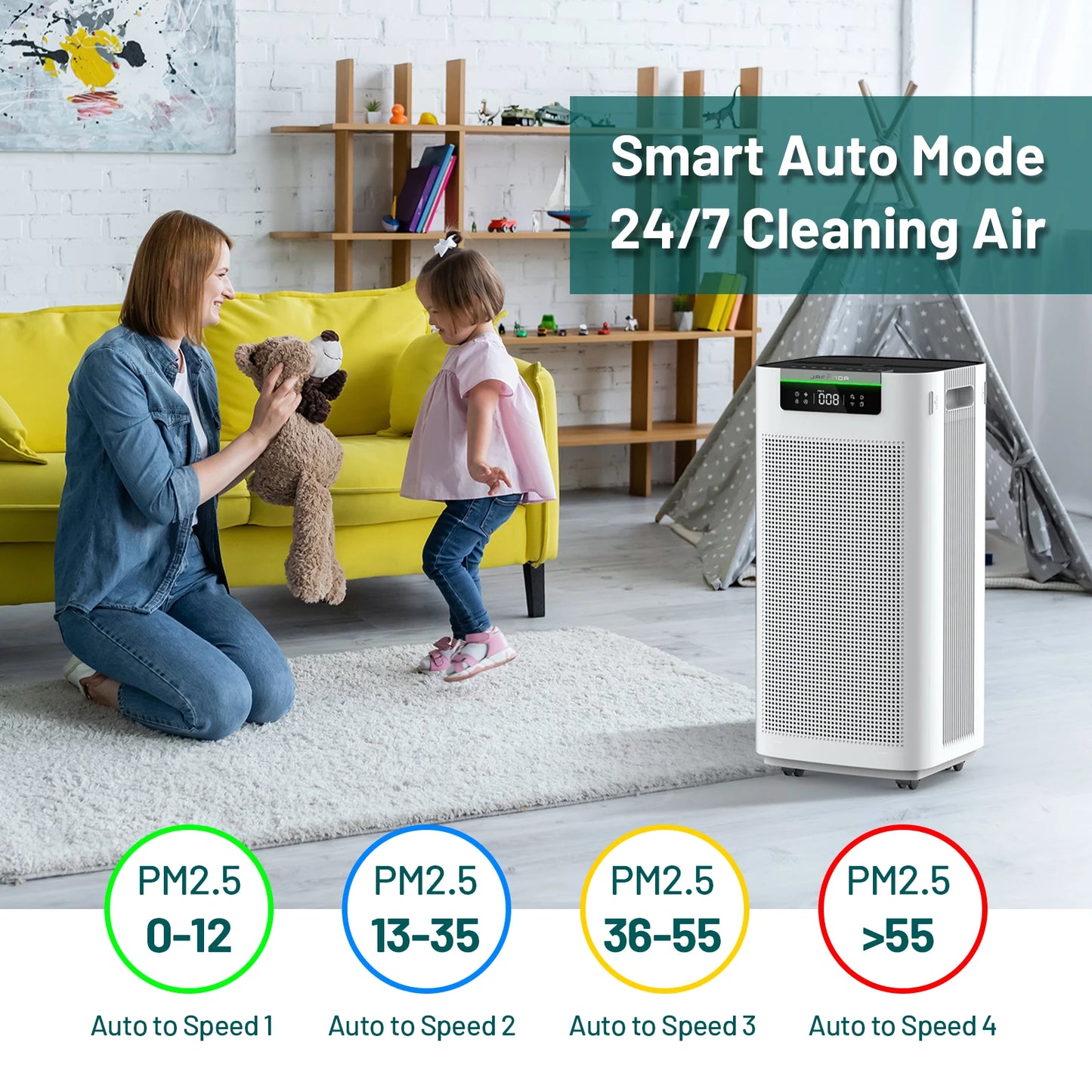 Air Purifier, Home Large Room 3800 ft², APP & Alexa, Ture HEPA Activated Carbon Air Filter, Smart HEPA Air Purifiers