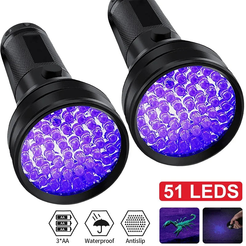 UV Flashlight, Black Light Waterproof, Home & Hotel Inspection, Pet Urine Detector