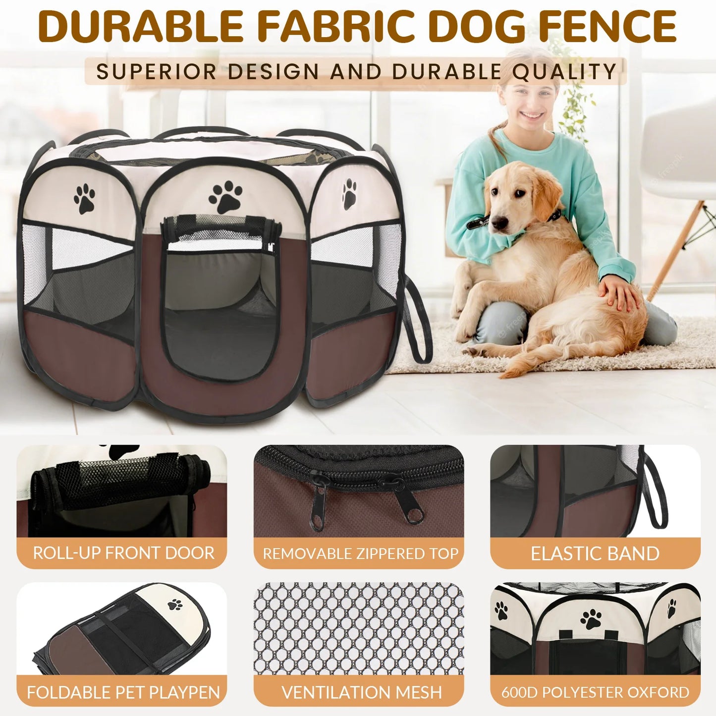 Portable Octagonal Foldable Pet Playpen