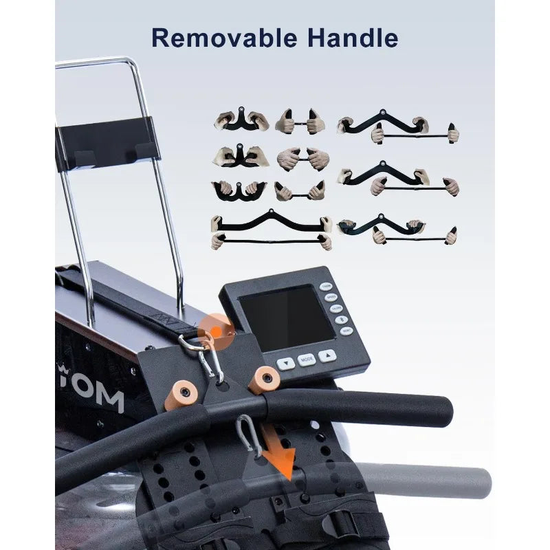 Foldable Water Rowing Machine, Monitor & Bluetooth App, Tablet Holder