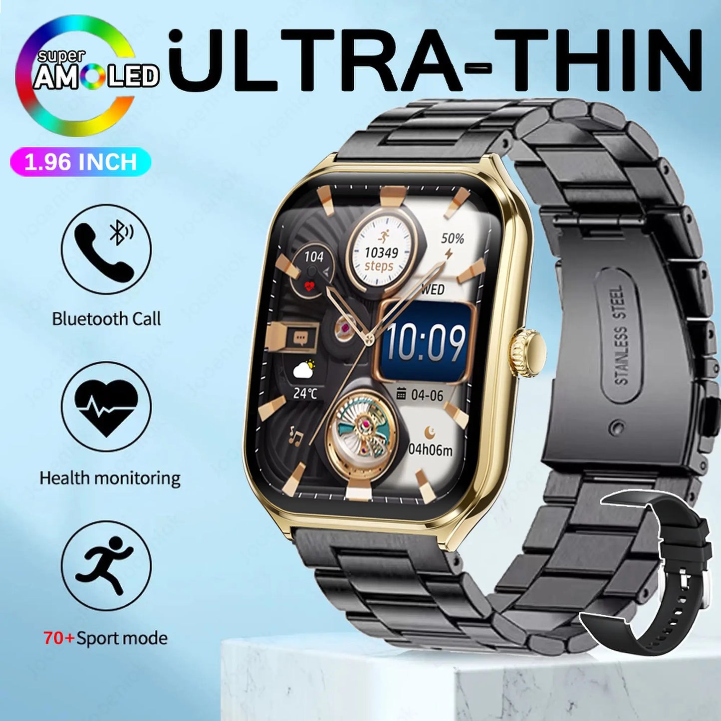 Ultra-thin Durable Women Smart Watch, Sport Health Fitness, Wireless Bluetooth Call