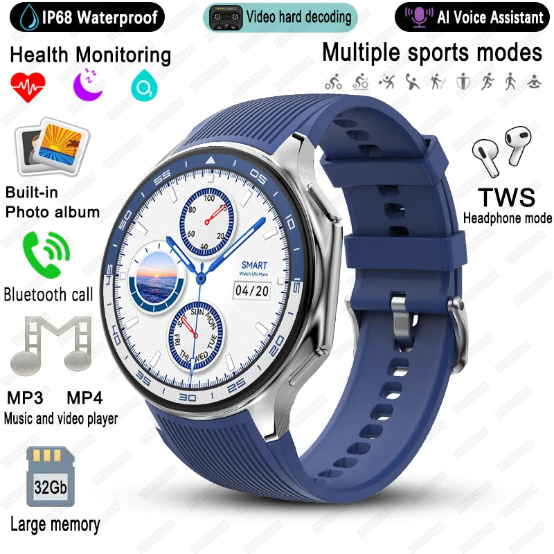 High-End Business Smart Watch, Men ,32Gb Memory, Video Playback, Sports Fitness, Waterproof