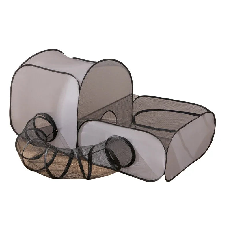 Square Gray Cats/Dogs Delivery Room, Hard Oxford Cloth, Play Tunnel, Foldable, Pets' Nest