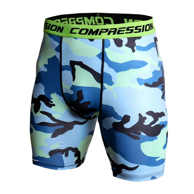 Compression Shorts Men 3D Print Camouflage Bodybuilding Tights Muscle Sport Elastic Running Shorts