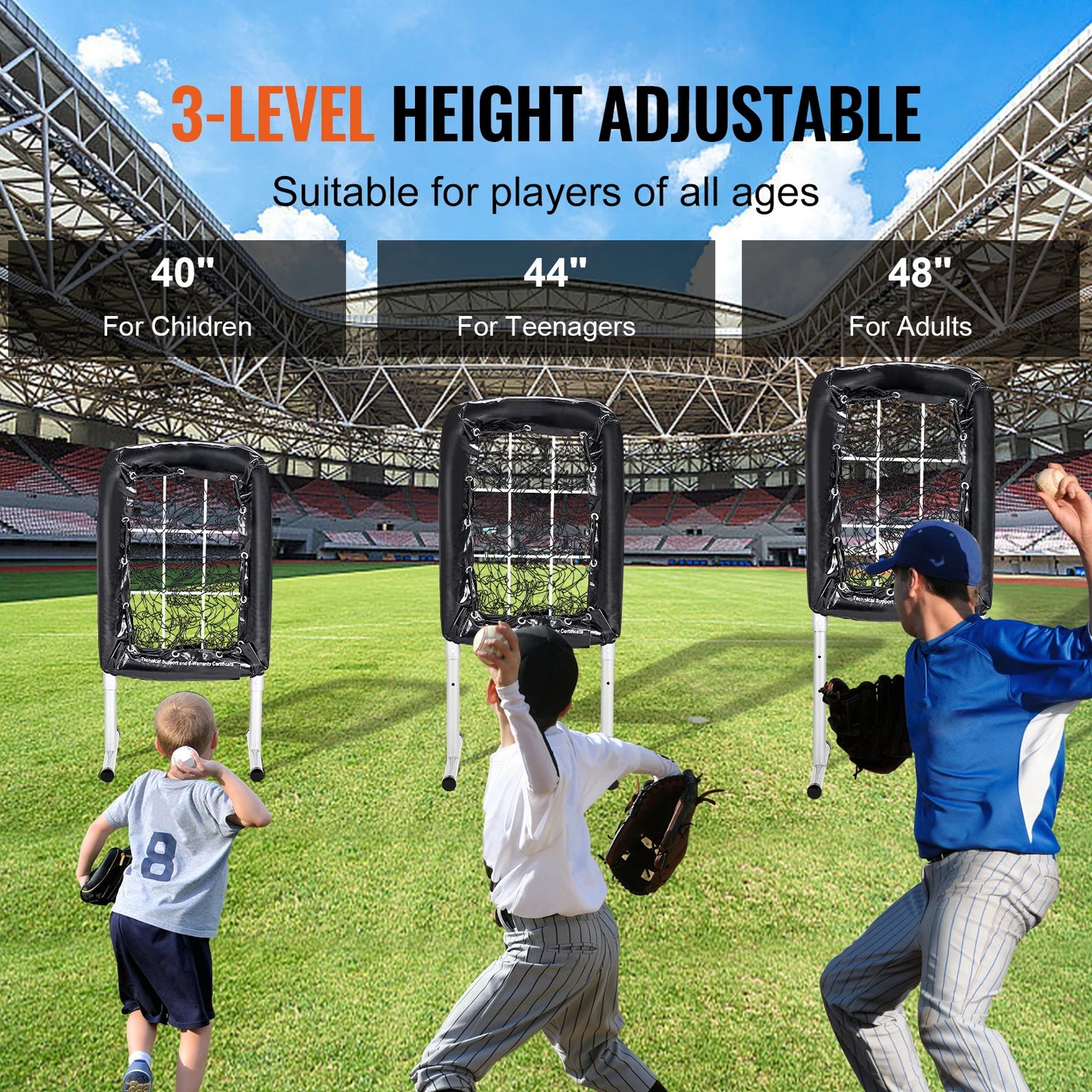 Baseball/Softball Training Net, Hitting/Pitching Practice, Height Adjustable