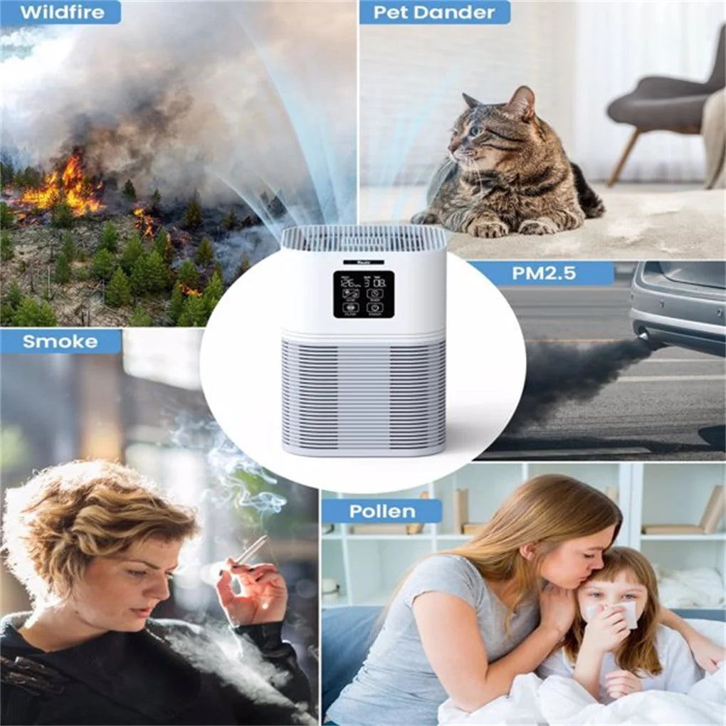 2-in-1 Air Purifier, H13 Filters, Home Allergies, Pets Hair, Odor Eliminators, Aromatherapy Diffuser, Auto Mode