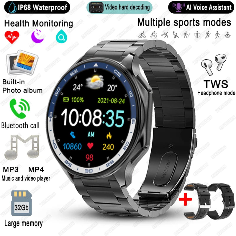 High-End Business Smart Watch, Men ,32Gb Memory, Video Playback, Sports Fitness, Waterproof