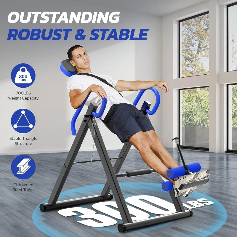 Heavy Duty Inversion Table, Headrest, Adjustable, Protective Belt, Back Stretcher, Pain Relief Therapy