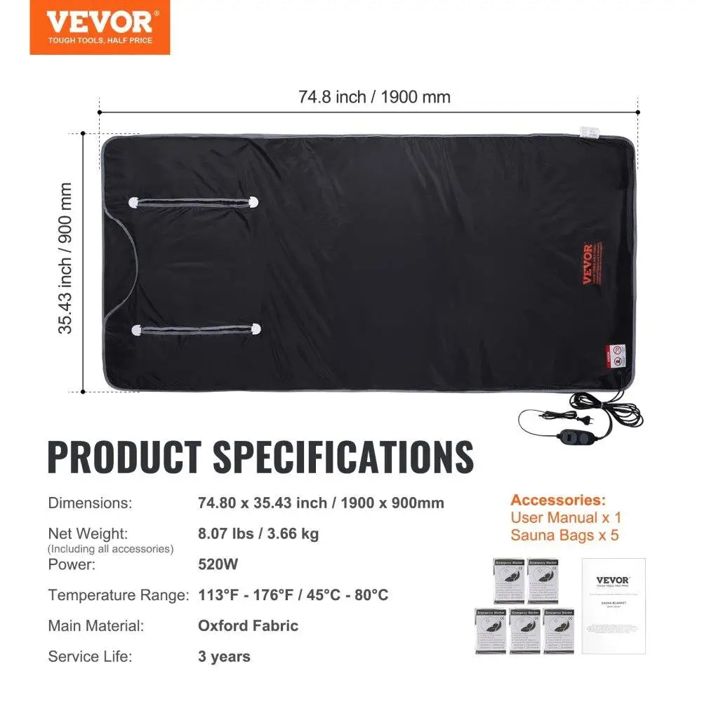 Portable Sauna Blanket Detox, Infrared, Carbon Fiber Heating