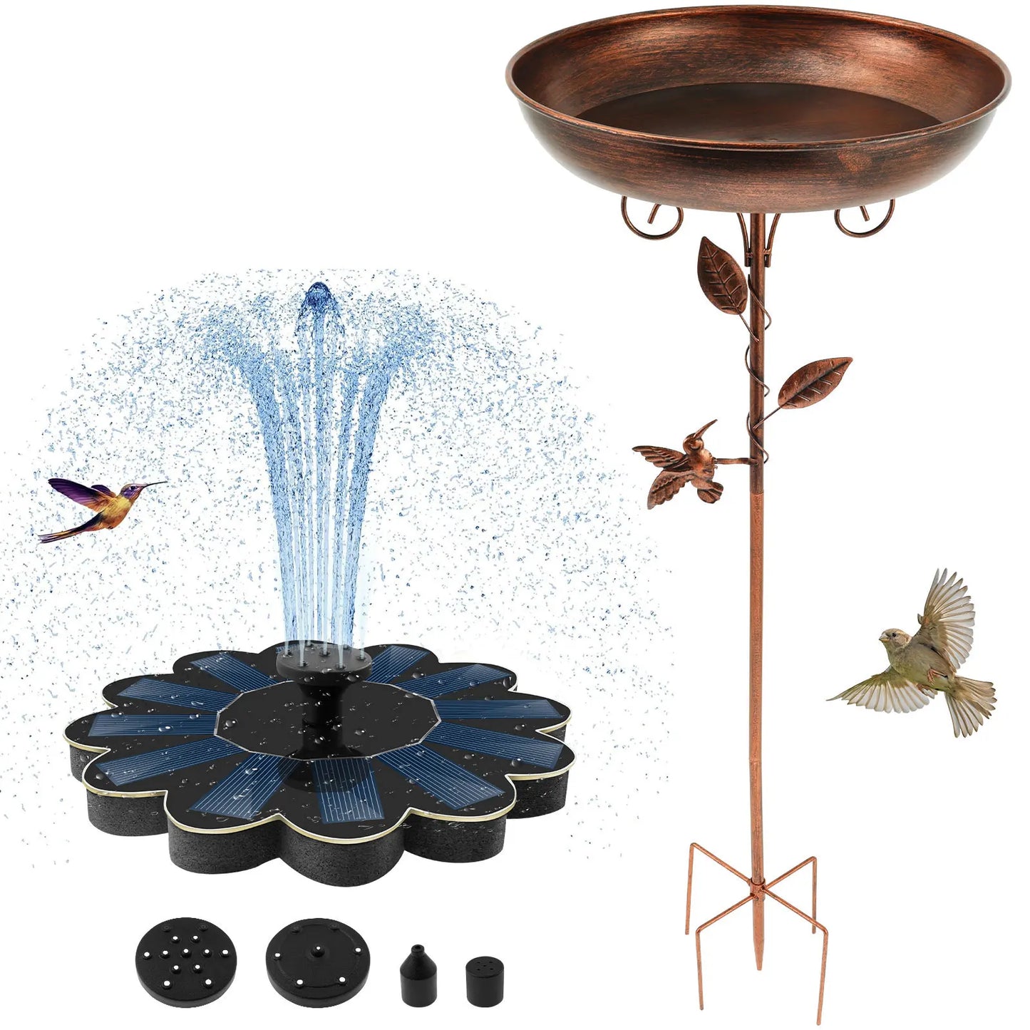 Solar Bird Bath, Polysilicon Board Fountain Pump, Versatile Solar Power