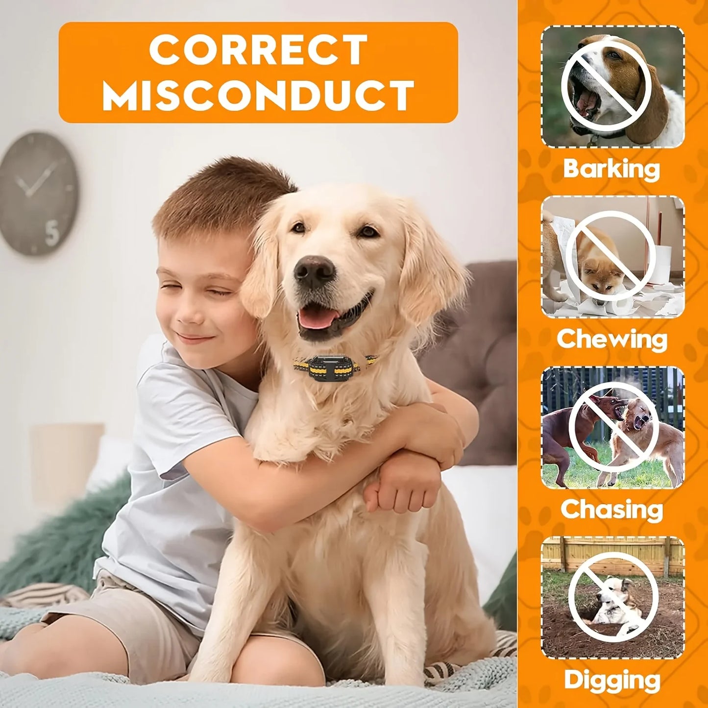 Electric Dog Training Collar, Rechargeable, Anti-Bark, Waterproof