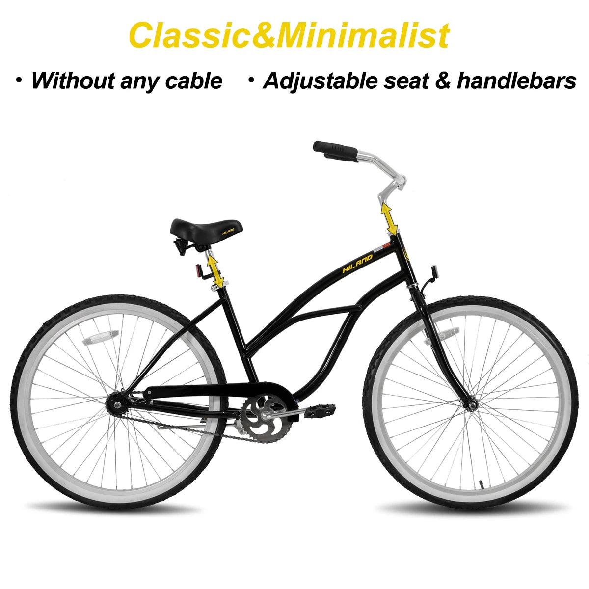 26 Inch Unisex Beach Cruiser Bike, Single Speed, Rear Coaster Brake, Comfortable Seat, Dual Springs