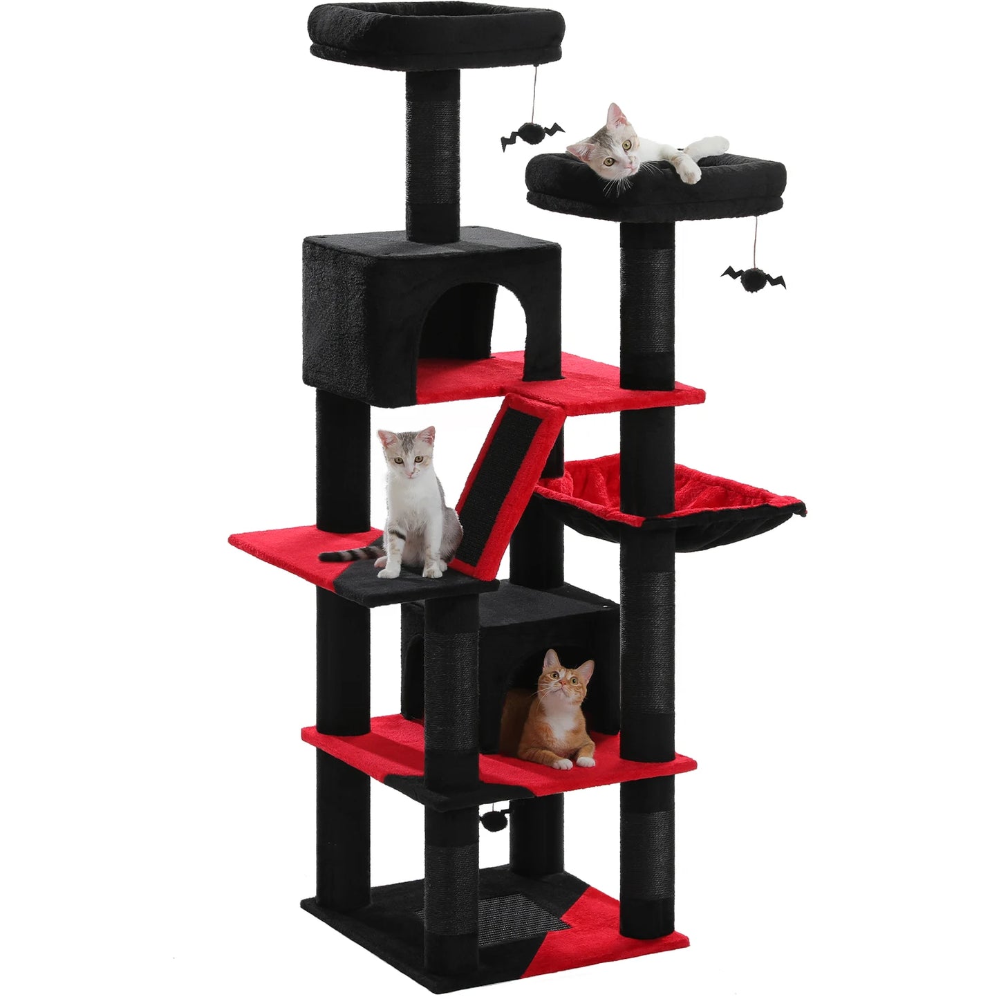 Tall Cat Tower for Indoor Cats, Multi-Level Plush Condo with Scratching Posts, Perches, Caves