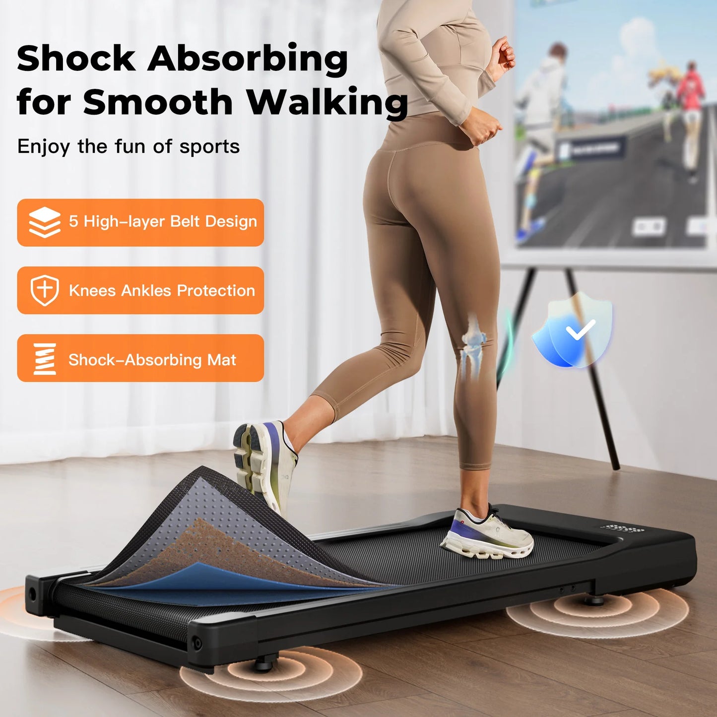 Walking Pad, Under Desk, Treadmill, Portable, Remote Control LED Display