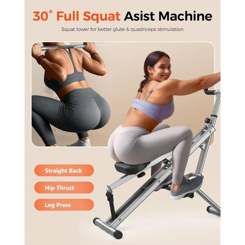 Squat Machine, Foldable, Adjustable, Rowing Machine