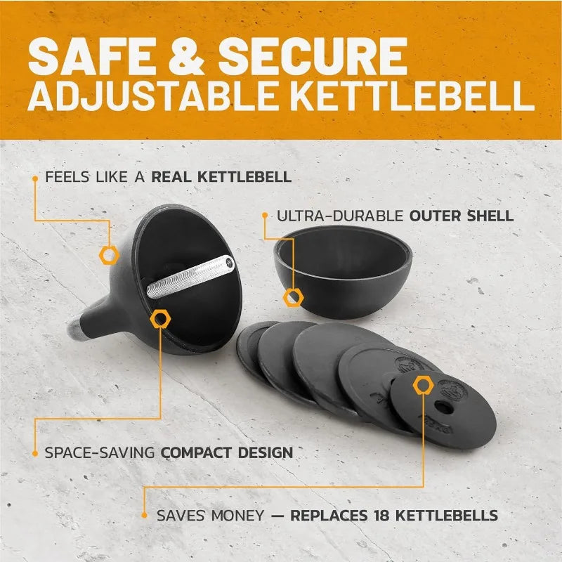 Adjustable Kettlebell Set, Steel Shell, Internally-Loaded for Full Body Workouts