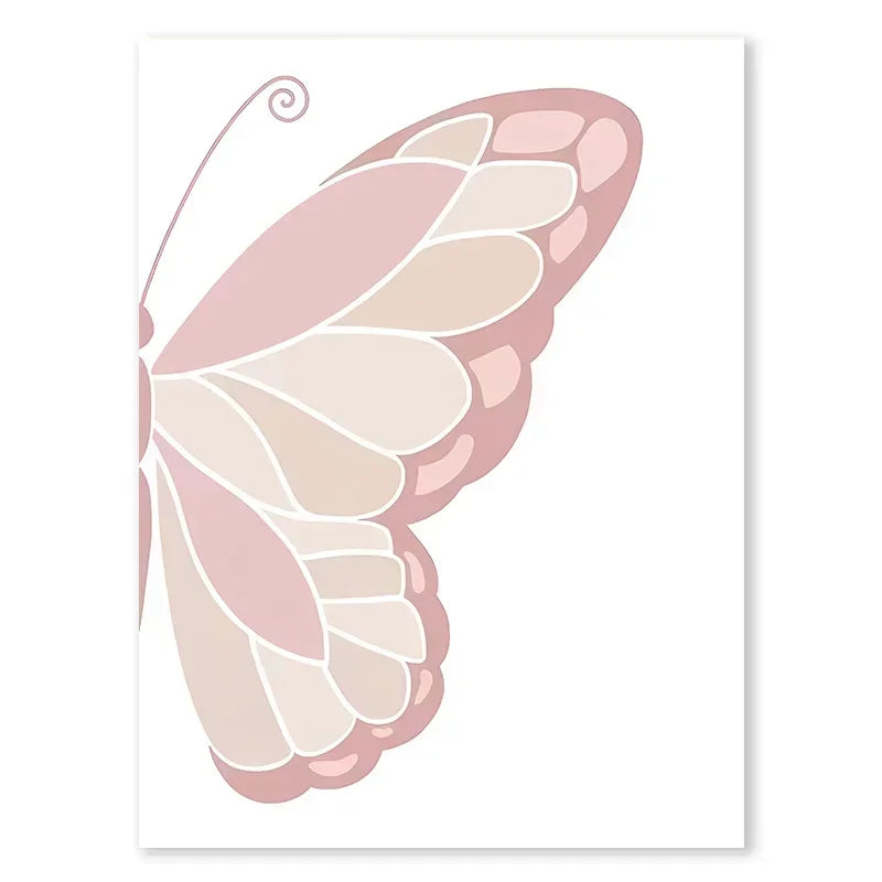 Pink Butterfly Wall Art Nursery, Canvas Prints, Painting, Sun/Rainbow/Daisy/Heart Posters