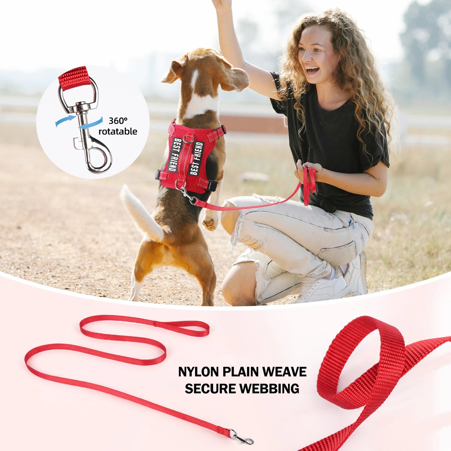 Small/Medium Dog Leash Harness Set, Reflective Vest, Rope Walking Gear