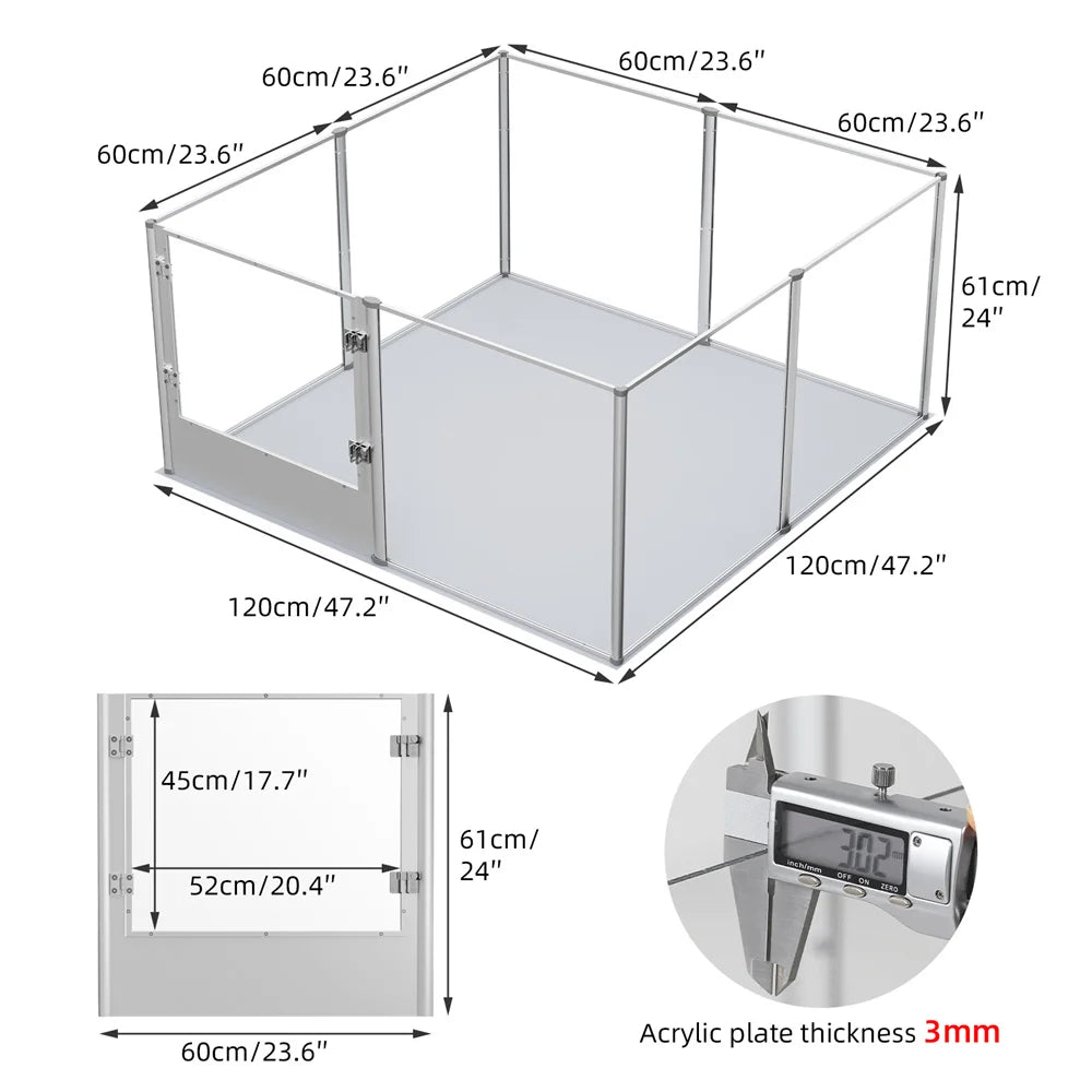 Extra Large Pet Playpen, Acrylic Enclosure, Whelping Box, Waterproof Fertility Pad