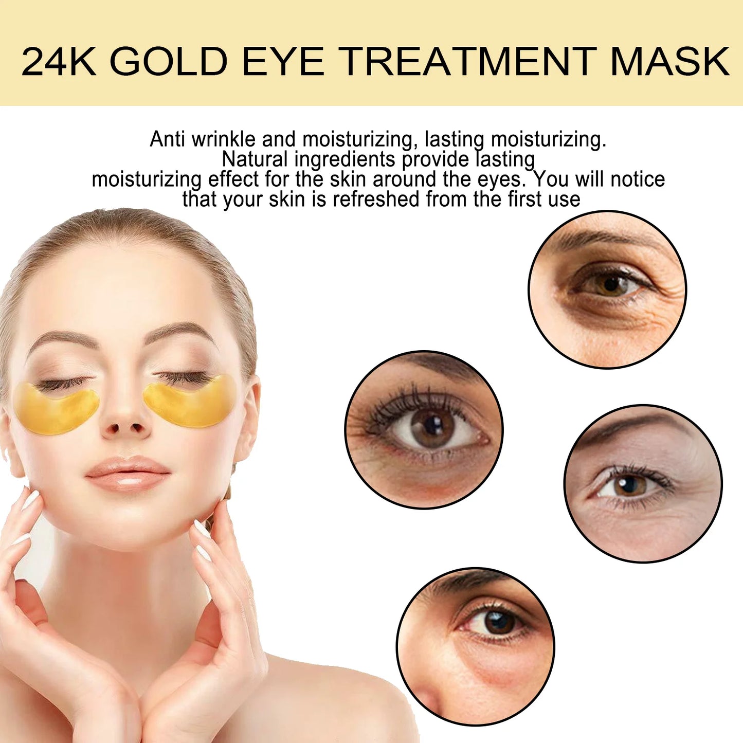 Eye Hydrogel Patches, Hydrating Under Eye Mask For Dark Circles, Puffiness, Firming Collagen Therapy, 60pcs