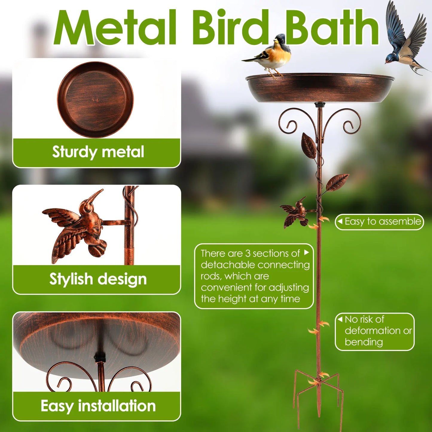 Solar Bird Bath, Polysilicon Board Fountain Pump, Versatile Solar Power