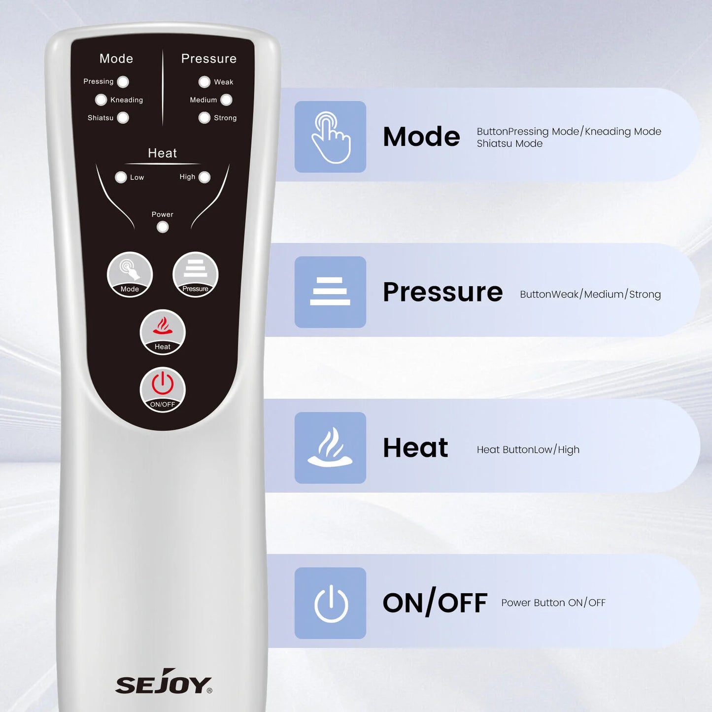 Air Compression, Leg/Foot/Calf Massager, Heat Circulation, 3 Modes, 3 Intensities