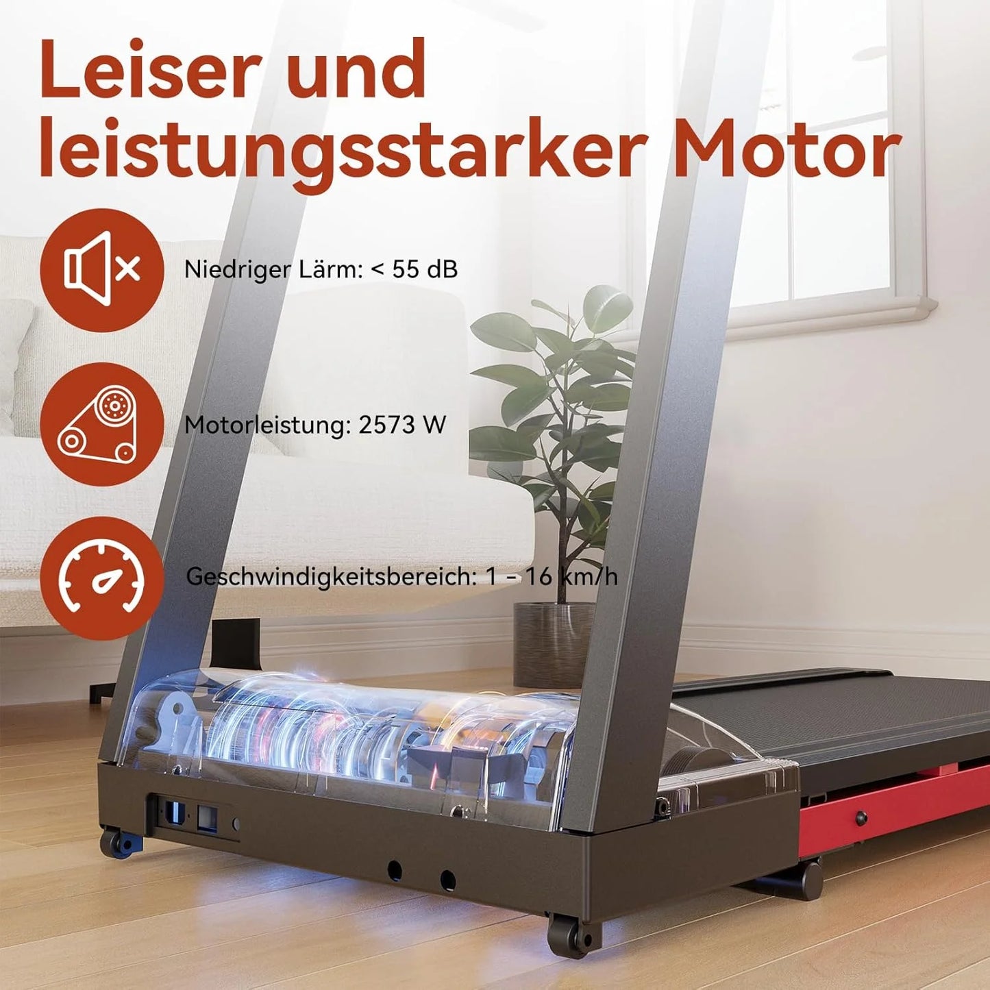 Foldable Treadmill, Adjustable 6% Incline, LCD APP Data