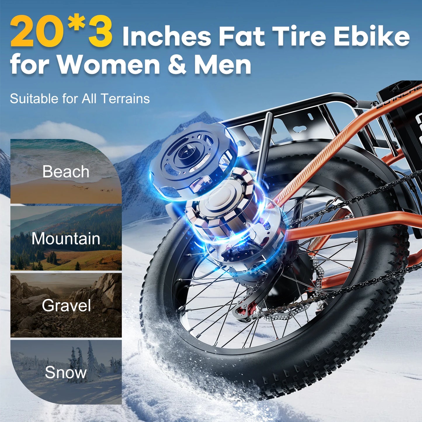 1000W Folding Electric Bike, 48V 20AH Large Removable Battery, 30+MPH, 80 Miles Max Range, 20" Fat Tire