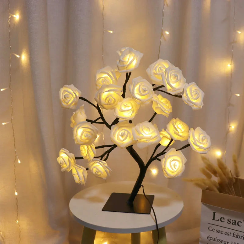 LED Rose Tree Lamp, USB Powered Flower Night Light, Atmosphere Lighting