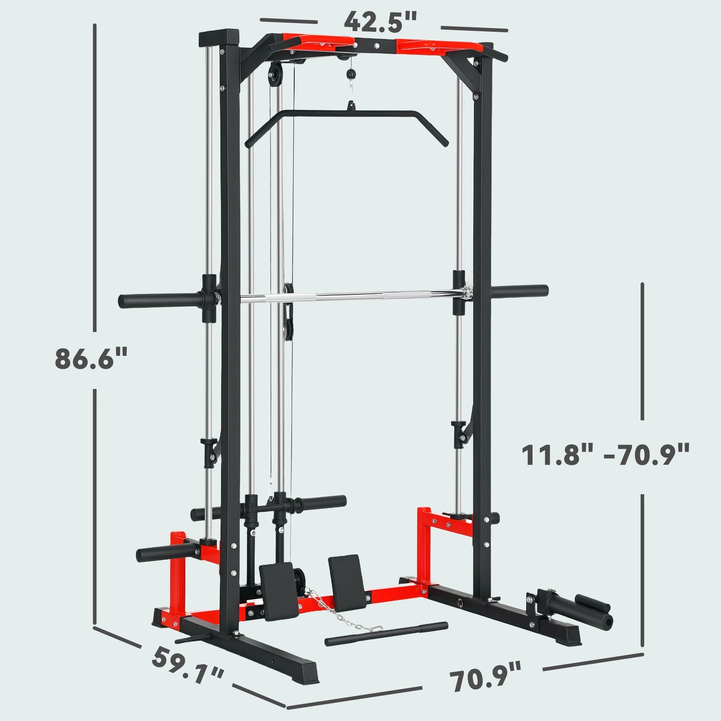 Soozier Smith Machine, Multi-Function Power Cage, Lat Pull Down System