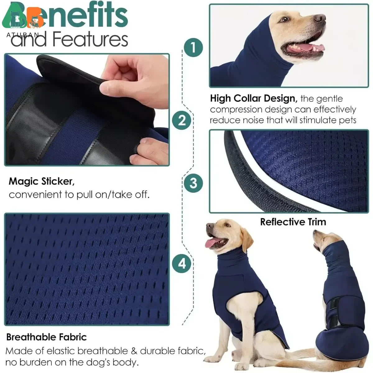 Dog Anxiety Vest, Calming Jacket, Hoodie