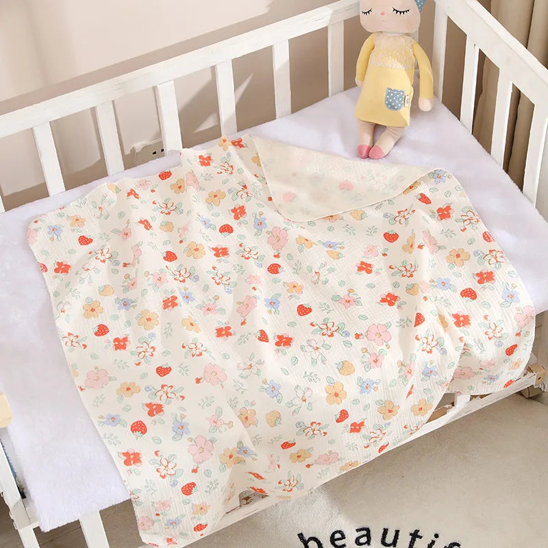 Double Layer Muslin Baby Swaddle Blanket, Soft, Cotton, Stroller Cover, Bedding 80*80cm