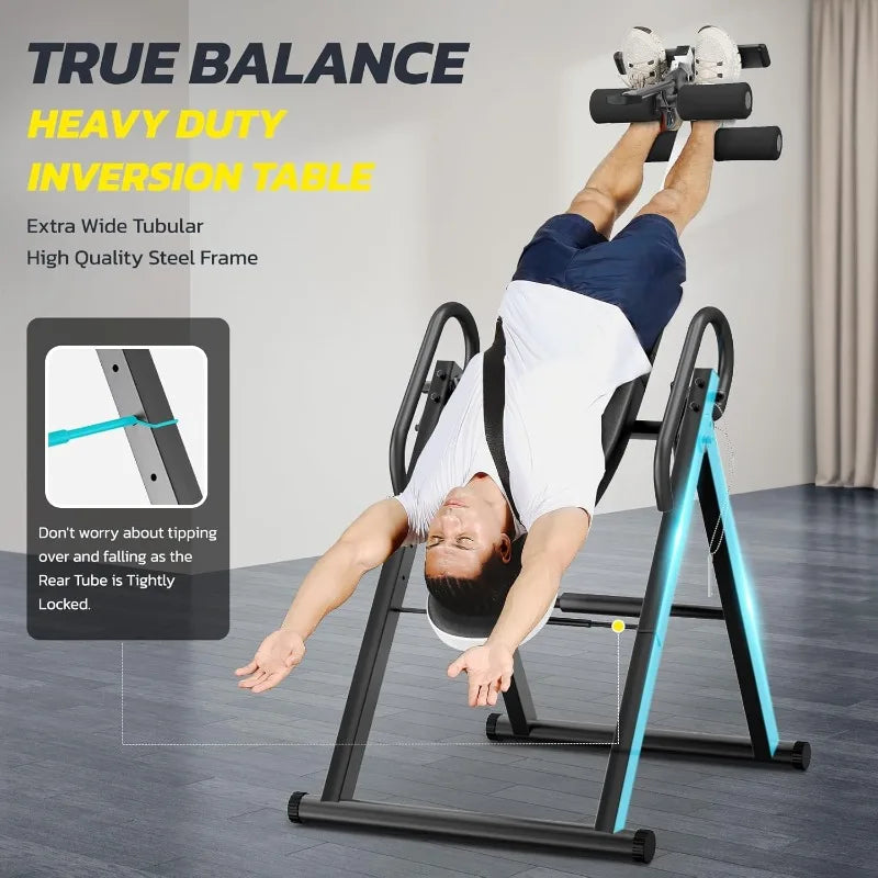 Heavy Duty Gravity Inversion Table, 300 lbs Capacity, Adjustable, Protective Belt