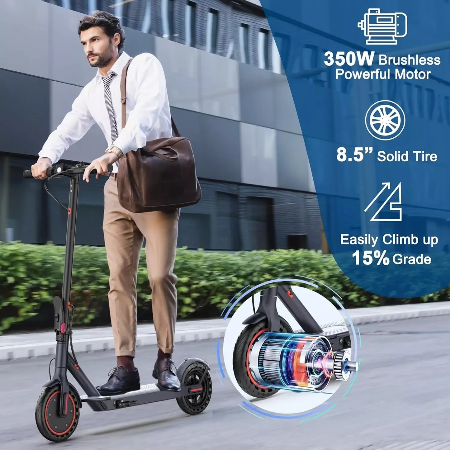 Smart Control Electric Scooter, 350W, 19mph 8.5 inch tire, Foldable
